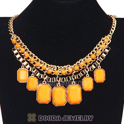 Chunky Orange Resin Diamond Choker Bib Necklaces Wholesale