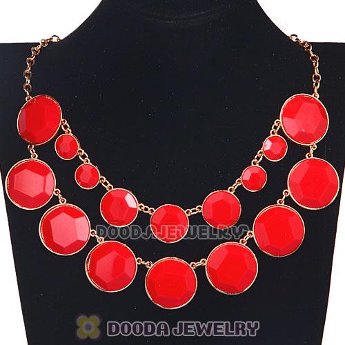 Fashion 2012 Women Red Resin Bubble Bib Statement Necklace Wholesale