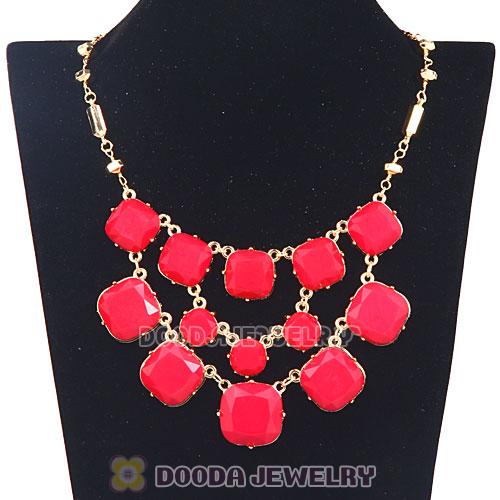 Red Coral Resin Trio Olivia Bib Necklaces Wholesale