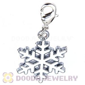 Platinum Plated Enamel European Jewelry Christmas Snowflakes Charms Wholesale