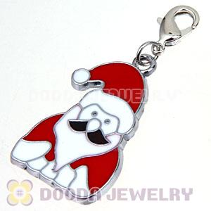 Platinum Plated Enamel European Jewelry Father Christmas Charms Wholesale