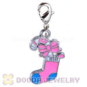Platinum Plated Enamel European Jewelry Christmas Stockings Charms Wholesale