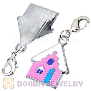Platinum Plated Enamel European Christmas House Dangle Charms Wholesale