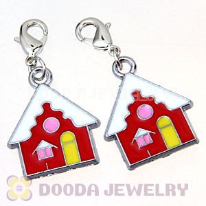 Platinum Plated Enamel European Christmas House Dangle Charms Wholesale