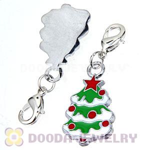 Platinum Plated Enamel European Jewelry Christmas Tree Charms Wholesale