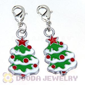 Platinum Plated Enamel European Jewelry Christmas Tree Charms Wholesale