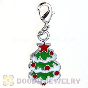 Platinum Plated Enamel European Jewelry Christmas Tree Charms Wholesale