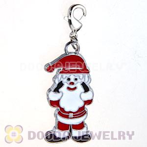 Platinum Plated Enamel European Red Hat Santa Claus Jewelry Charms Wholesale