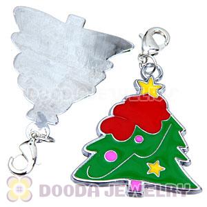 Platinum Plated Enamel European Christmas Tree Jewelry Charms Wholesale