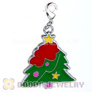 Platinum Plated Enamel European Christmas Tree Jewelry Charms Wholesale