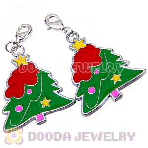 Platinum Plated Enamel European Christmas Tree Jewelry Charms Wholesale