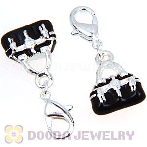 Fashion Tscharm Jewelry Silver Plated Alloy Black Handbag Charms Wholesale 