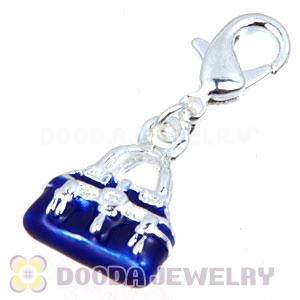 Fashion Tscharm Jewelry Silver Plated Alloy Blue Handbag Charms Wholesale 
