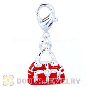 Fashion Silver Plated Alloy Red Handbag Charms Wholesale 