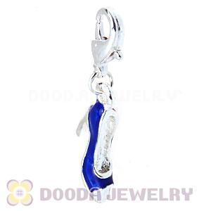 Fashion Silver Plated Alloy Enamel Blue High Heel Charms Wholesale 