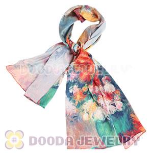 New Arrival European Mulberry Silk Scarves Digital Painting Pashmina Shawls Wholesale