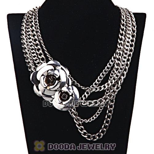 Retro Silver Chain Flower Bridal Choker Collar Necklace Wholesale