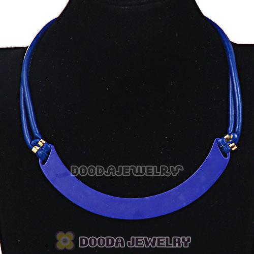 Blue Leather Choker Collar Necklace For Women Wholesale