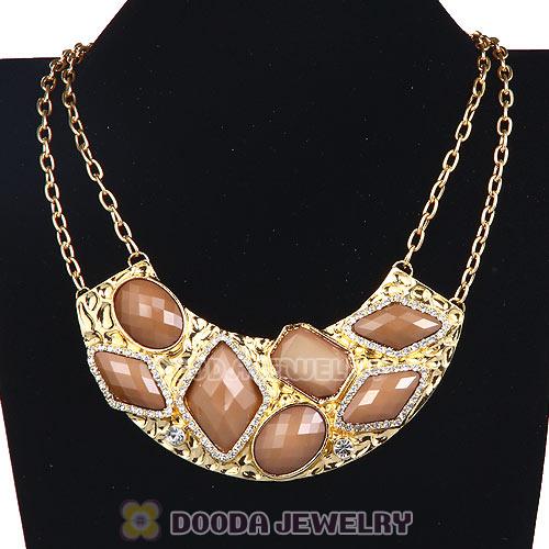 Golden Resin Geometry Crescent Choker Collar Necklace Wholesale