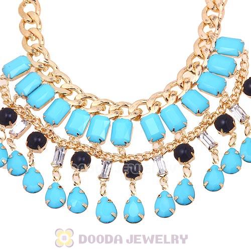 Chunky Turquoise Resin Pendant Choker Bib Necklace Wholesale