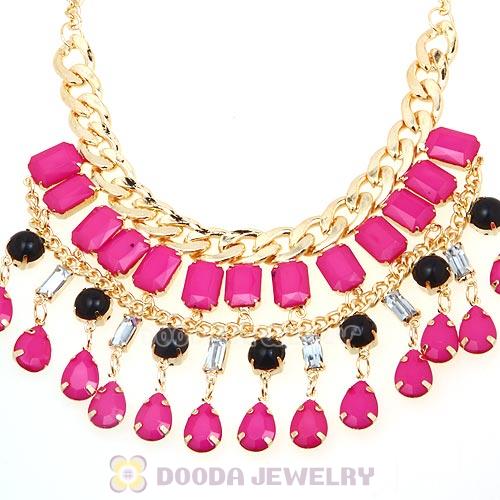 Chunky Roseo Resin Pendant Choker Bib Necklace Wholesale