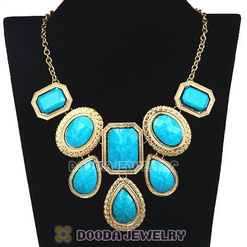 Chunky Resin Turquoise Choker Collar Necklace Wholesale