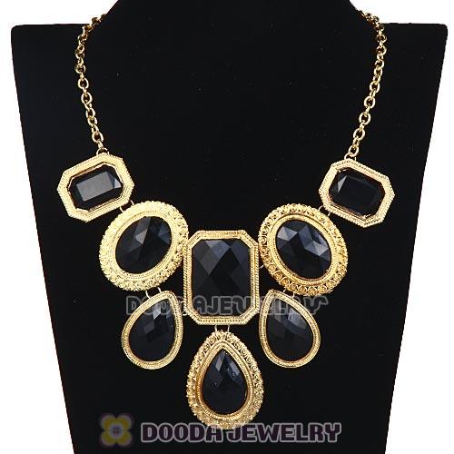Black Chunky Resin Choker Collar Necklace Wholesale