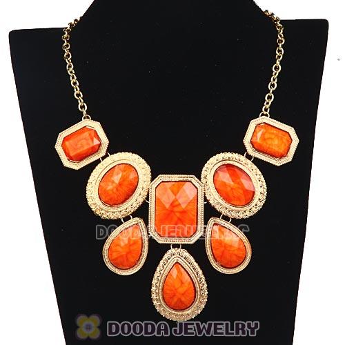 Orange Chunky Resin Turquoise Choker Collar Necklace Wholesale