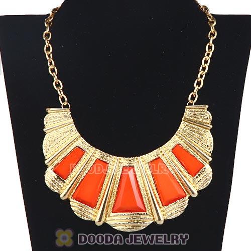 Fashion Golden Chain Orange Resin Choker Bib Necklace Wholesale