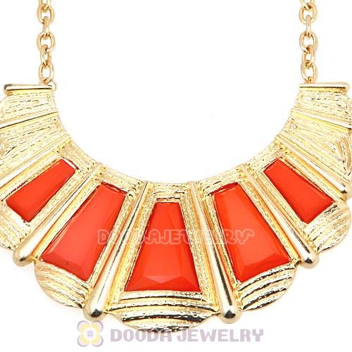 Fashion Golden Chain Orange Resin Choker Bib Necklace Wholesale
