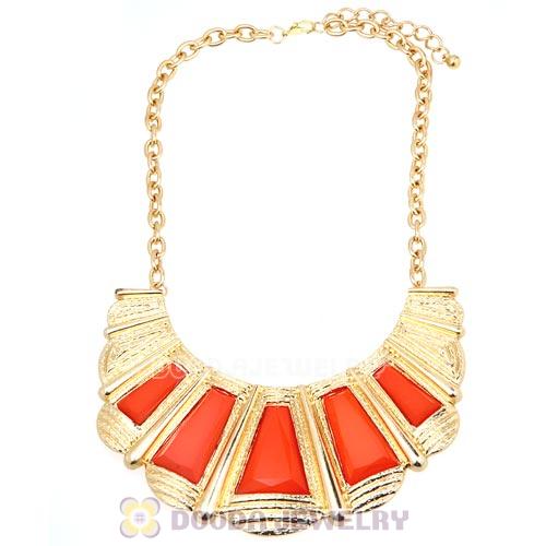 Fashion Golden Chain Orange Resin Choker Bib Necklace Wholesale