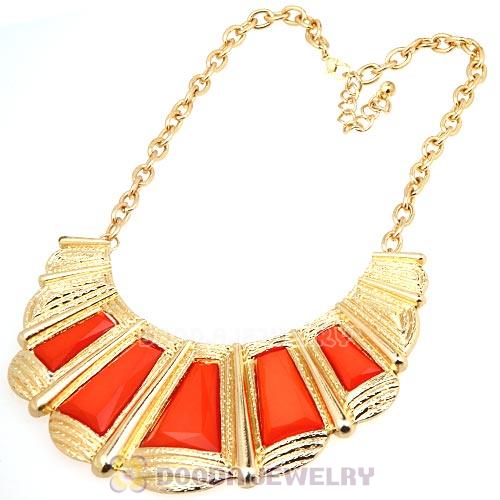 Fashion Golden Chain Orange Resin Choker Bib Necklace Wholesale