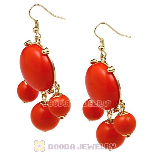 Fashion Gold Plated Drop Orange  Bubble Earrings Wholesale