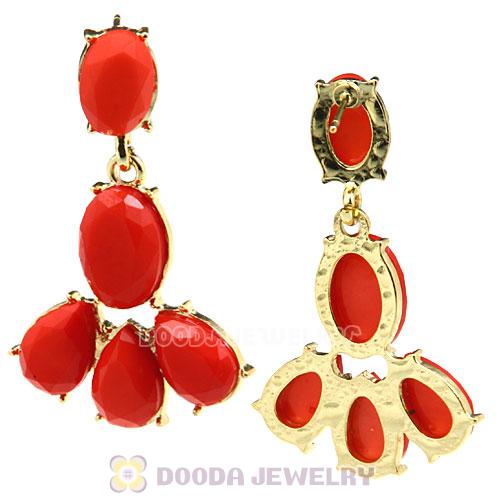 Fashion Orange Resin Plaza Athenee Chandelier Drop Earrings Wholesale