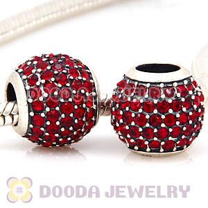 European Sterling Silver Siam Pave Lights With Siam Austrian Crystal Charm