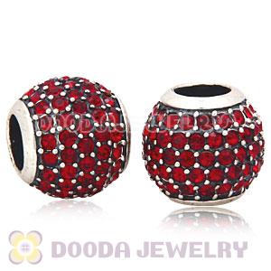 European Sterling Silver Siam Pave Lights With Siam Austrian Crystal Charm