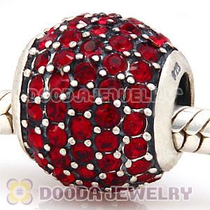 European Sterling Silver Siam Pave Lights With Siam Austrian Crystal Charm