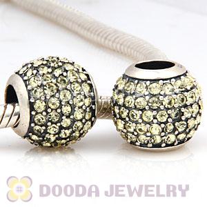 European Sterling Silver Jonquil Pave Lights With Jonquil Austrian Crystal Charm