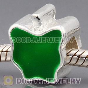 Silver Plated Enamel European Clover Charms For St Patricks Day