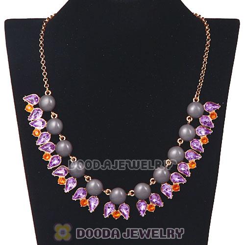 2013 New Arrival Dewdrop Crystal Grey Resin Bubble Necklace Jewelry Wholesale