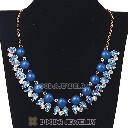 2013 New Arrival Dewdrop Crystal Navy Resin Bubble Necklace Jewelry Wholesale
