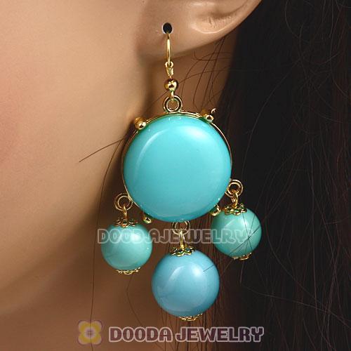 Fashion Gold Plated Drop Turquoise Bubble Earrings Wholesale