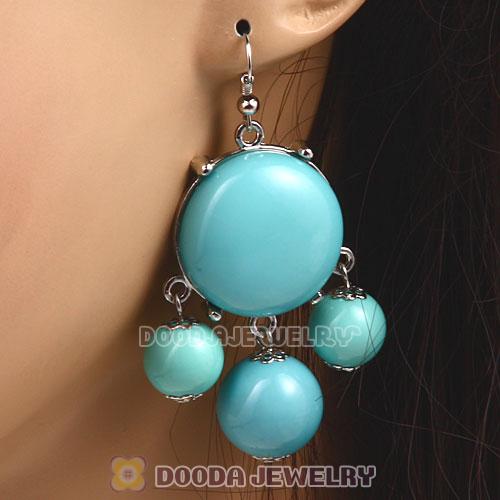 Fashion Silver Plated Drop Turquoise Bubble Earrings Wholesale