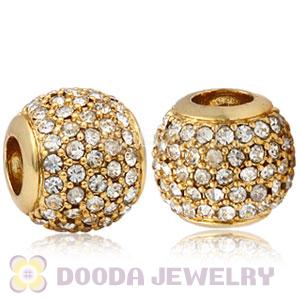 24 Karat Gold European Clear Pave Lights Charm With Clear Crystal