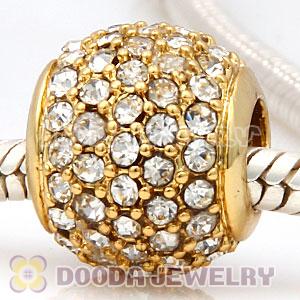 24 Karat Gold European Clear Pave Lights Charm With Clear Crystal