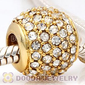 24 Karat Gold European Clear Pave Lights Charm With Clear Crystal