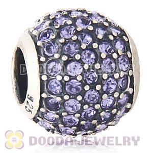 2013 European Sterling Silver Tanzanite Pave Lights With Tanzanite Austrian Crystal Charm
