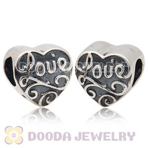 Solid Sterling Silver European Style Love Beads and Charms