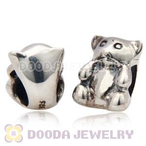 Solid Sterling Silver European Style Bear Beads and Charms
