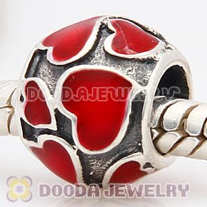 925 Sterling Silver Charm Jewelry Beads Enamel Red Loves